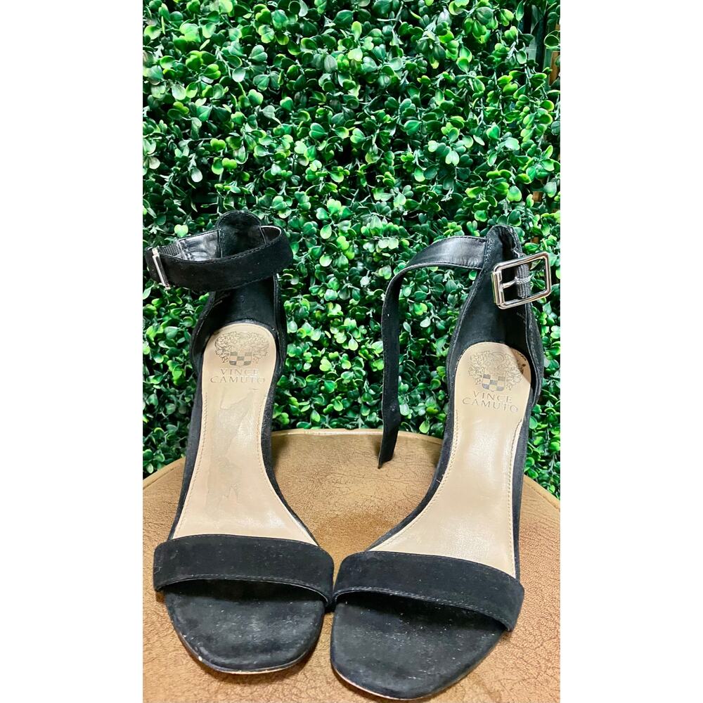 Vince Camuto black ankle strap heels